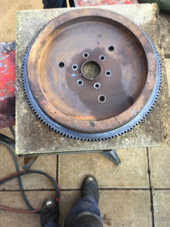ring gear dropped in place over the 
flywheel
